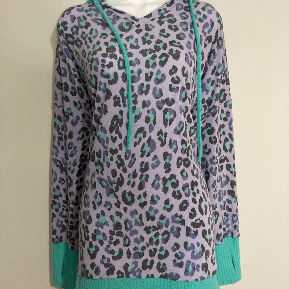 Animal Print Hooded Top